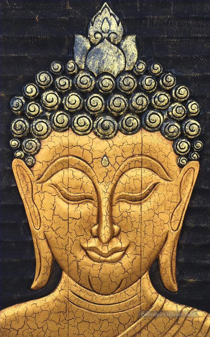 Bouddha tête sculpture style bouddhisme Peintures à l'huile
